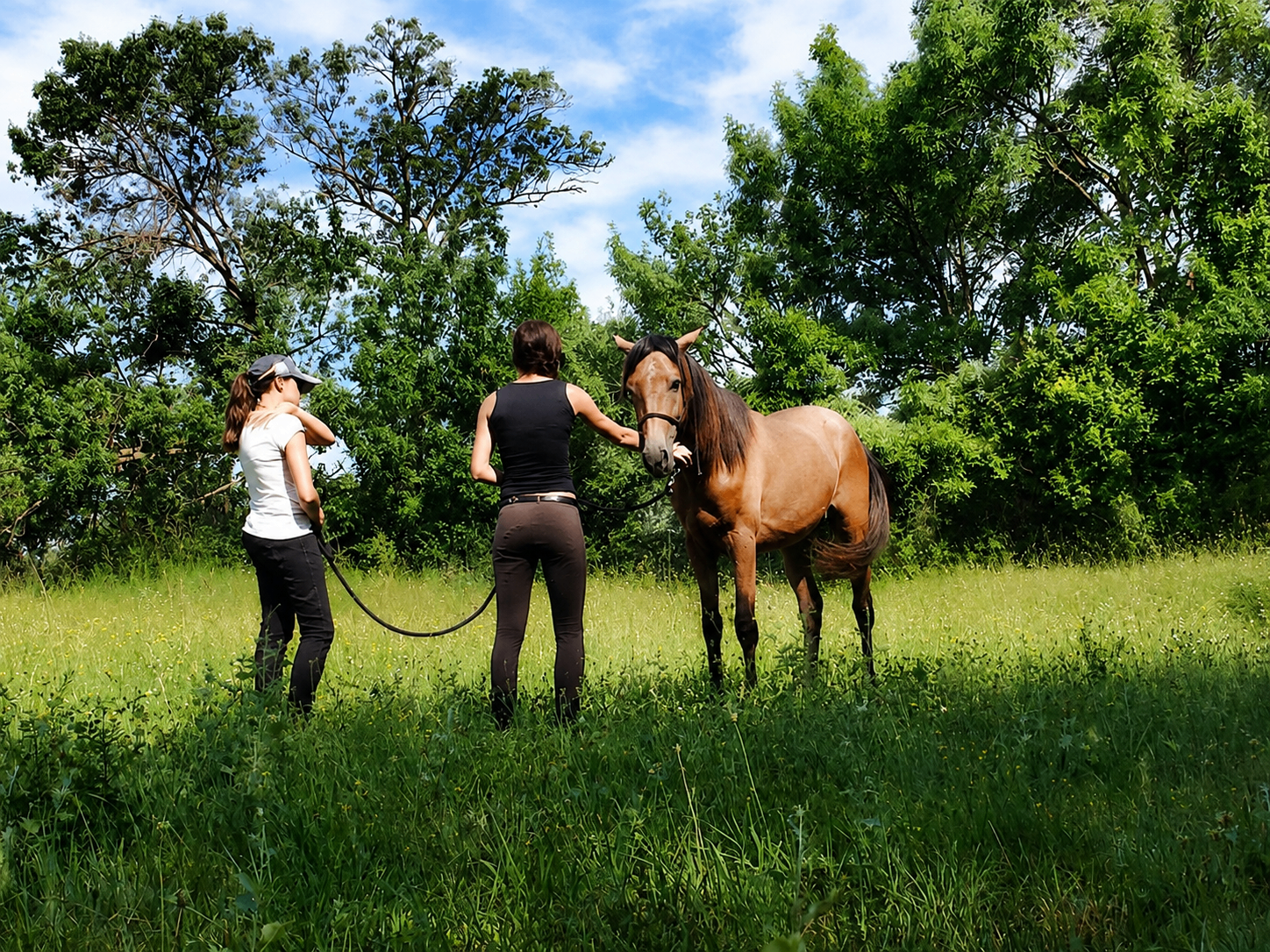 Élodie en compagnie d'un cheval : chaque séjour est construit sur mesure