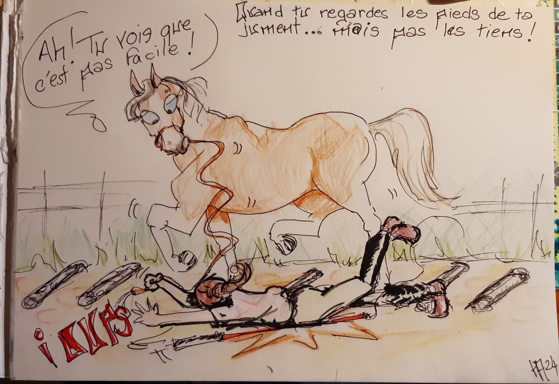 Dessin humoristique de Day Dream et Hélène lors d'une séance