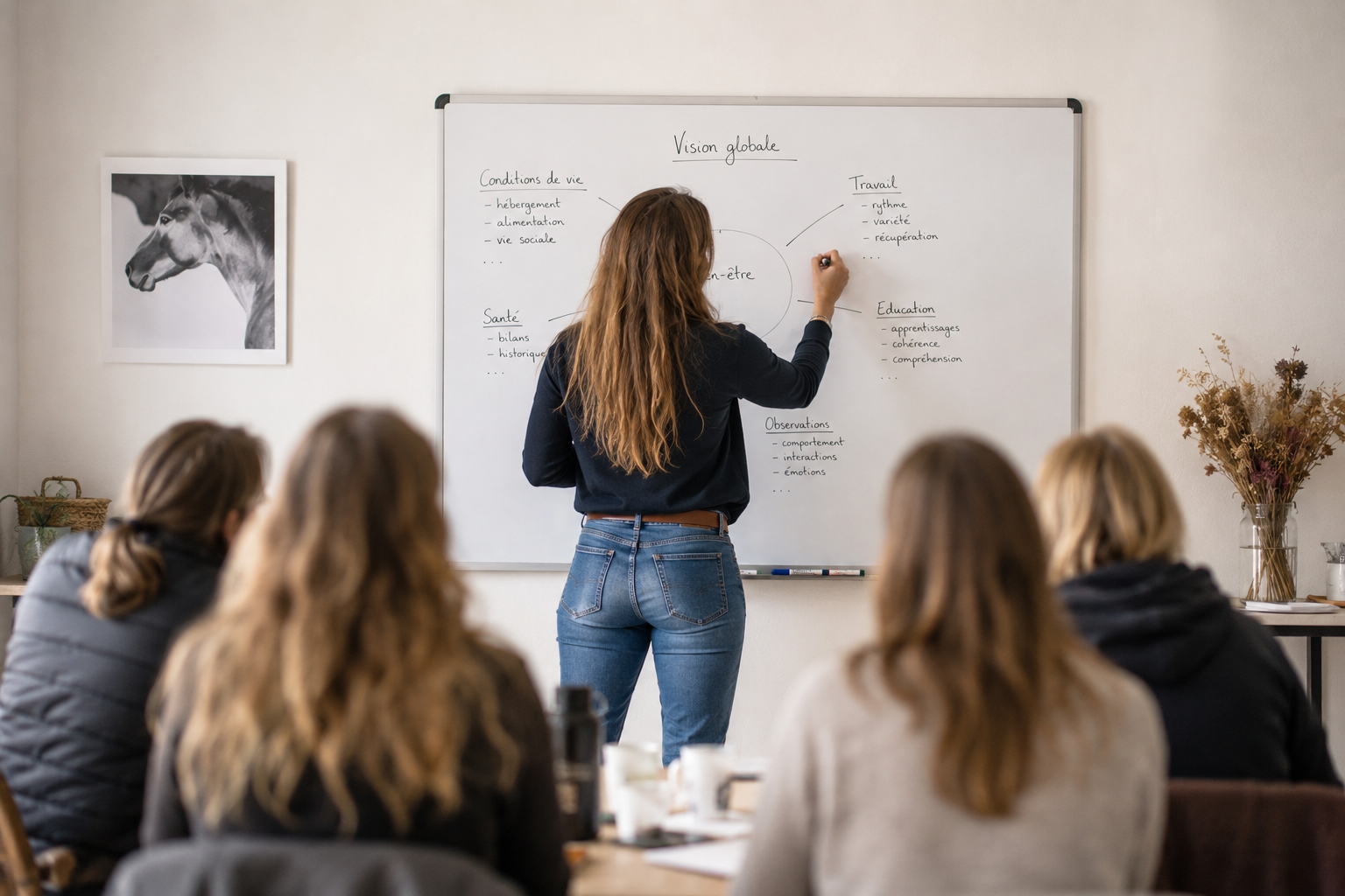 Consultation collective Vision globale, Élodie Marchois expliquant les cinq axes d'analyse