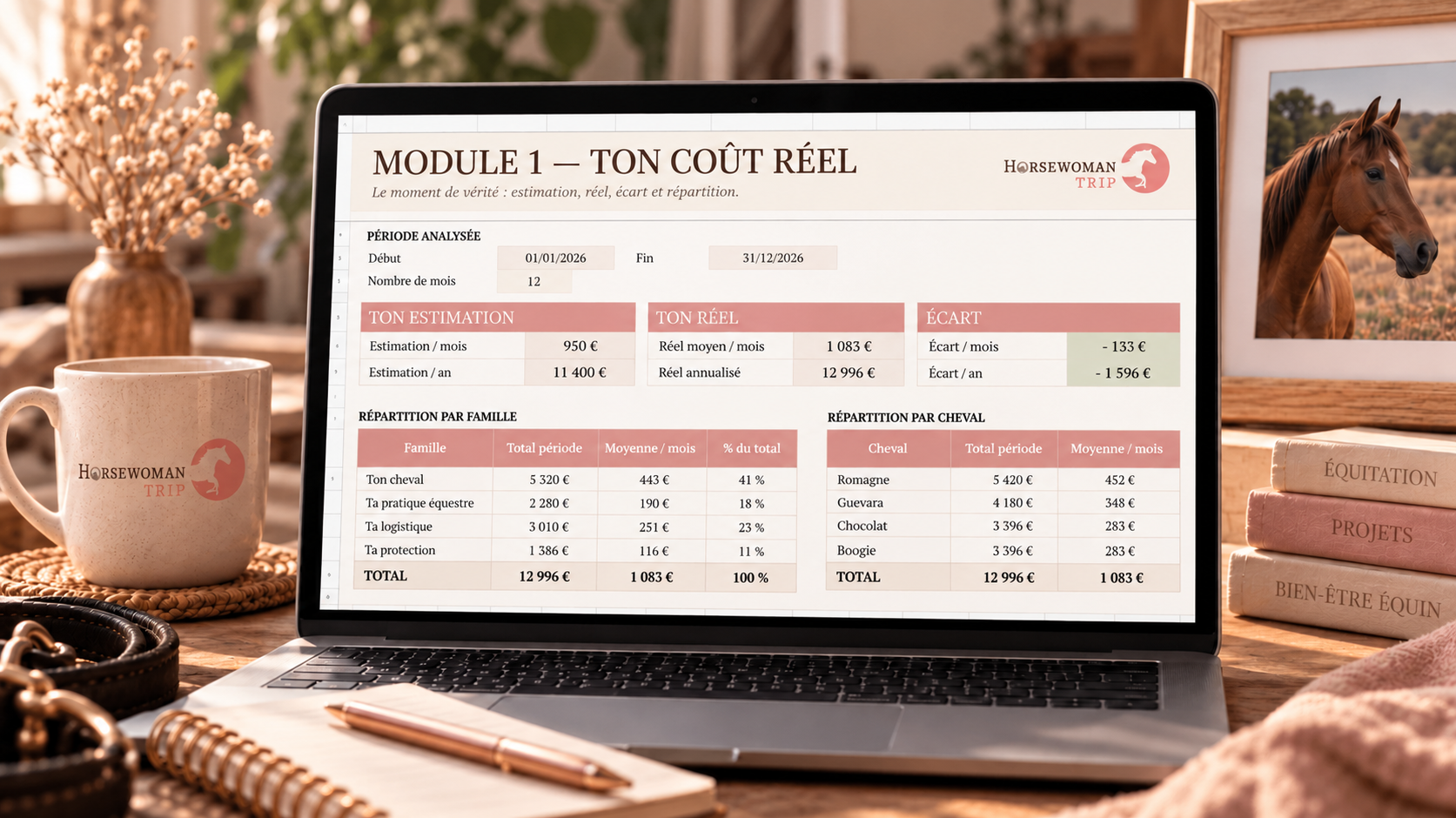 Aperçu du tableau financier IMPULSION ouvert sur un ordinateur portable